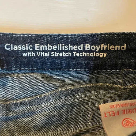 Laurie Felt Classic Denim Embellish Boyfriend Jeans Brushed Sapphire SZ 10 - Picture 4 of 10